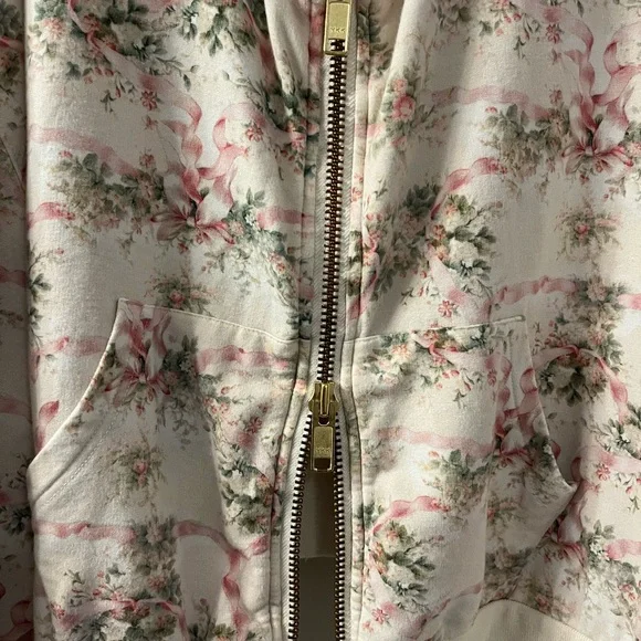 Selkie + Free People Floral Zip-Front Women's Hoodie Size Medium - Picture 2 of 10